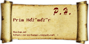 Prim Hümér névjegykártya